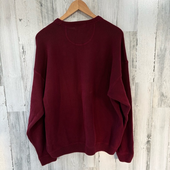 Eddie Bauer Men’s Size XL 100% Cotton Crew Neck Sweater In Dark Wine Tight Knit - Picture 5 of 5